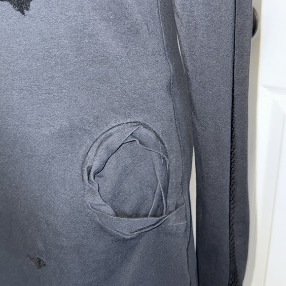 Queen Of Darkness Black Long Mesh Inset Sleeve Cowl Neck Mini Dress - Picture 5 of 14